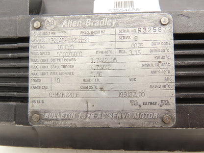 Allen Bradley 1326AB-B420H-21  AC Servo Motor 2.08kW 6000RPM Ser C