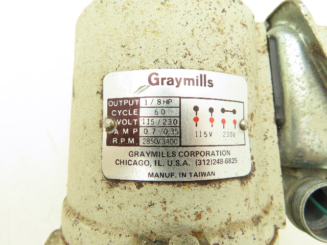 Graymills IMV08-E Centrifugal Coolant Pump 3/8"NPT 1/8hp 115/230V 3400rpm READ