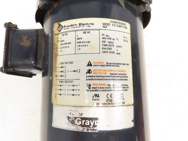 Graymills MSPR5-1.0F Immersion Coolant Pump 1"npt 38gpm 1Hp 230/460V 3Ph 3500RPM