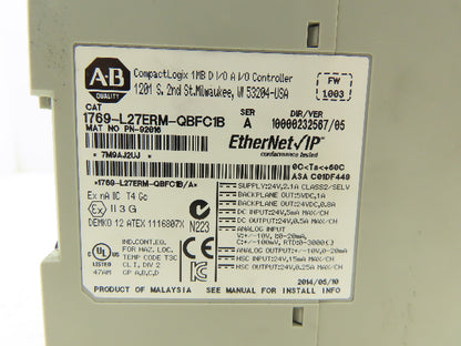Allen Bradley 1769-L27ERM-QBFC1B CompactLogix 1MB L2 Ethernet Controller Ser A
