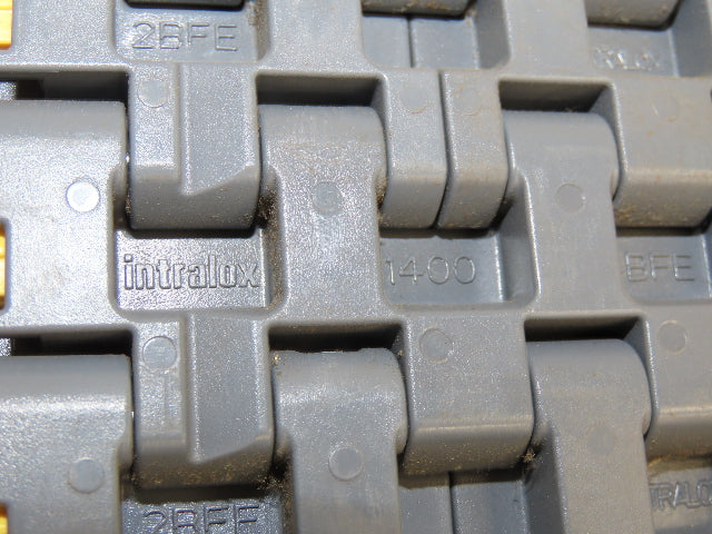 Intralox 1400 Series Plastic Roller Top 10" Wide Conveyor Belt Gray 125" Length