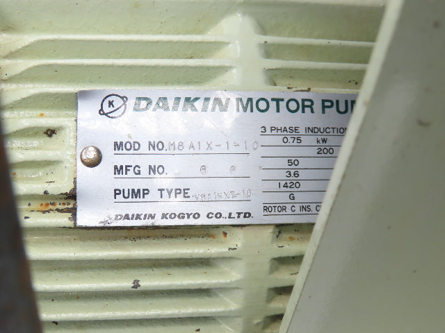 Daikin V8A 1RXT-10 Hydraulic Power Unit 25 Liter 3.5gpm 1000psi 220V 3PH