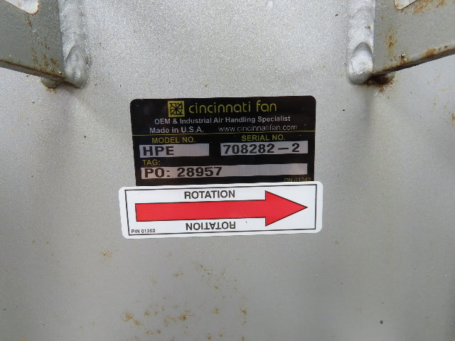 Cincinnati Fan HPE High Pressure Blower Radial Fan 5Hp 230/460V 3PH 5x3"