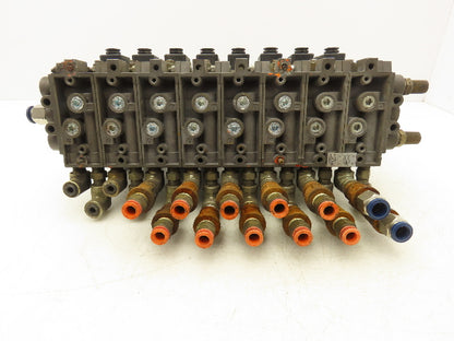 Numatics C12BB4004026Y61 Pneumatic Solenoid Valve 8-Station Manifold 24VDC