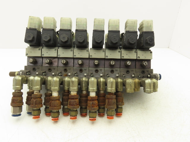 Numatics C12BB4004026Y61 Pneumatic Solenoid Valve 8-Station Manifold 24VDC
