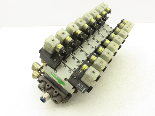 Numatics C12BB4004026Y61 Pneumatic Solenoid Valve 8-Station Manifold 24VDC