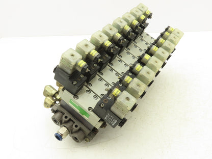 Numatics C12BB4004026Y61 Pneumatic Solenoid Valve 8-Station Manifold 24VDC