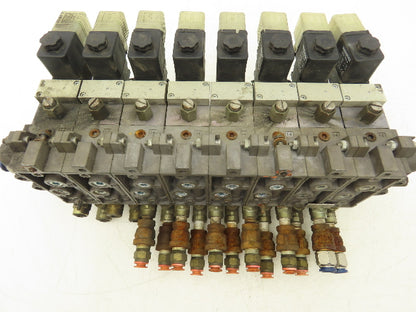 Numatics C12BB4004026Y61 Pneumatic Solenoid Valve 8-Station Manifold 24VDC