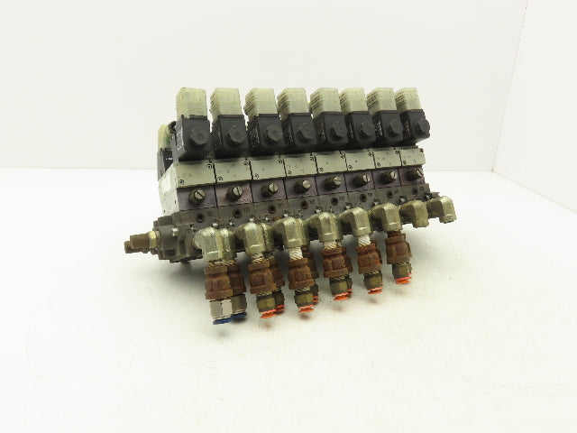 Numatics C12BB4004026Y61 Pneumatic Solenoid Valve 8-Station Manifold 24VDC