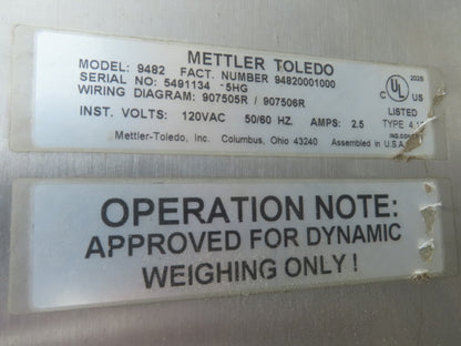 Mettler Toledo 9477/9482 Checkweigher Express Weigh Scale Conveyor 18"Belt 36"L