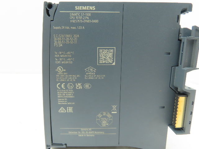 Siemens 6ES7 515-2FN03-0AB0 SIMATIC S7-1500 CPU 1515F-2 PN Processor 1.5MB/4.5MB