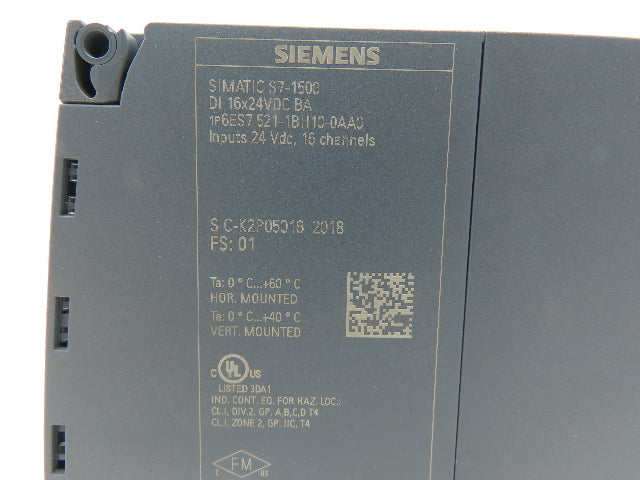 Siemens 6ES7 521-1BH10-0AA0 S7-1500 Digital Input Module 16 Channel 24V