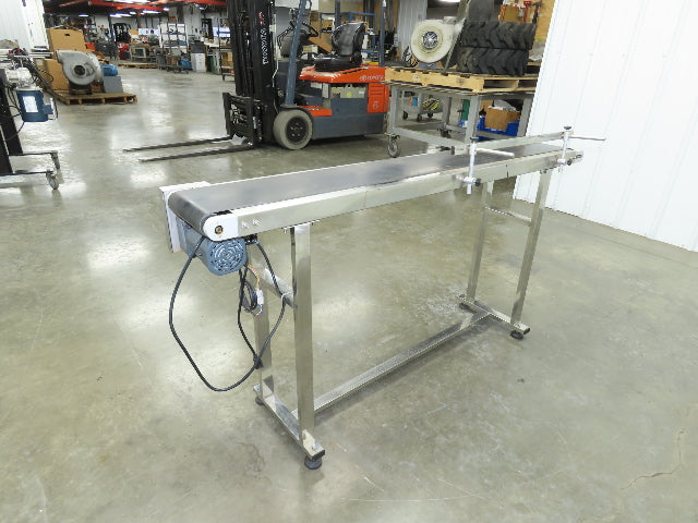 Stainless Low Profile Belt Conveyor 10"W x 59"L 115V Variable Speed 7.5"W Belt