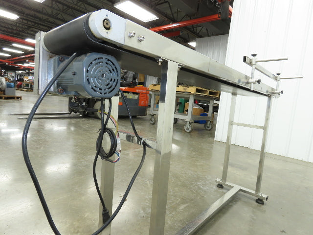 Stainless Low Profile Belt Conveyor 10"W x 59"L 115V Variable Speed 7.5"W Belt
