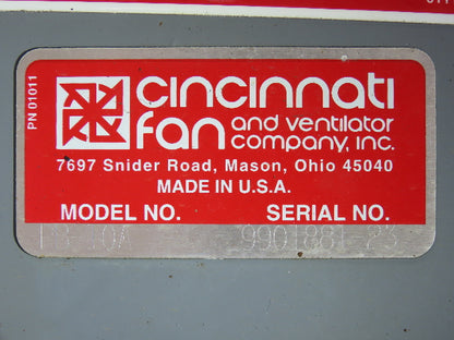 Cincinnati Fan PB-10A Centrifugal Radial Blower 884 CFM 1Hp 115/230V 1PH 6x5"