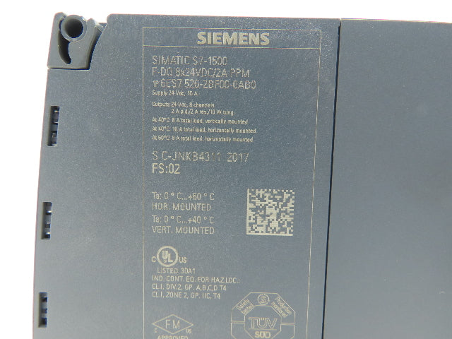 Siemens 6ES7 526-2BF00-0AB0 S7-1500 F Digital Output Module F-DQ 8x 24VDC 2A
