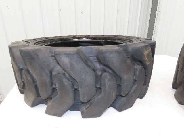 Traxter 26x9-16 Solid Rubber Skid Steer Tire 6x8.5 Rim Black Wheel  Set of 2