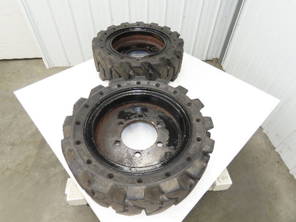 Traxter 26x9-16 Solid Rubber Skid Steer Tire 6x8.5 Rim Black Wheel  Set of 2