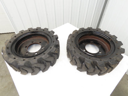 Traxter 26x9-16 Solid Rubber Skid Steer Tire 6x8.5 Rim Black Wheel  Set of 2