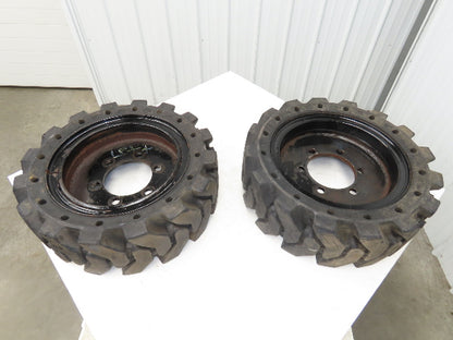 Traxter 26x9-16 Solid Rubber Skid Steer Tire 6x8.5 Rim Black Wheel  Set of 2