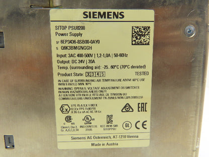 Siemens SITOP PSU8200 Power Supply DC 24V 20A 3PH 6EP3436-8SB00-0AY0