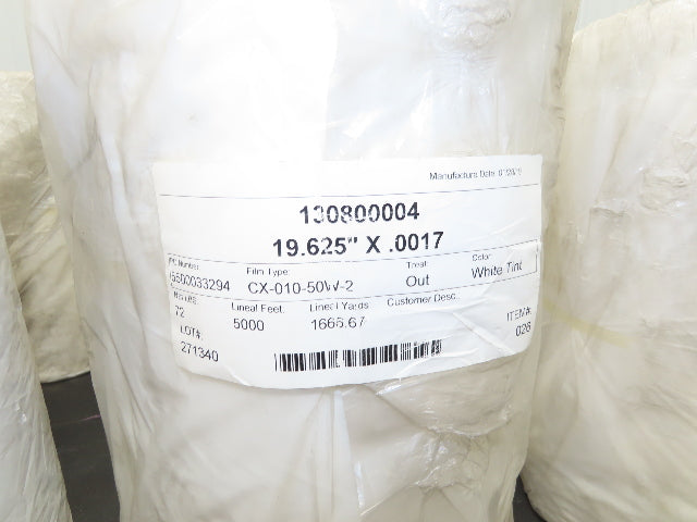 1.7 Mil White Tint Plastic Film Stretch Shrink Wrap 19-5/8"x 5000' Roll Lot of 6