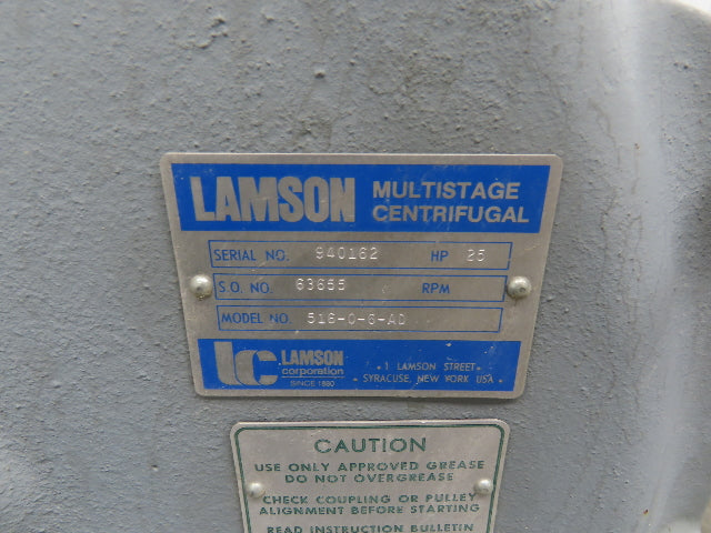 Lamson 516-0-6-AD Multistage Centrifugal Blower 25Hp 230/460V 3Ph 3500RPM