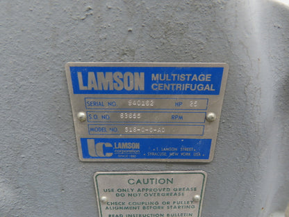 Lamson 516-0-6-AD Multistage Centrifugal Blower 25Hp 230/460V 3Ph 3500RPM