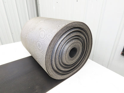 15.5"W x 100' Grooved Conveyor Belt 2-Ply Black Ribbed PVC Rubber Grip Top 100Ft