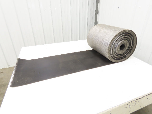 15.5"W x 100' Grooved Conveyor Belt 2-Ply Black Ribbed PVC Rubber Grip Top 100Ft