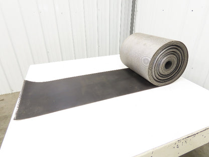15.5"W x 100' Grooved Conveyor Belt 2-Ply Black Ribbed PVC Rubber Grip Top 100Ft