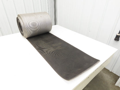 15.5"W x 100' Grooved Conveyor Belt 2-Ply Black Ribbed PVC Rubber Grip Top 100Ft