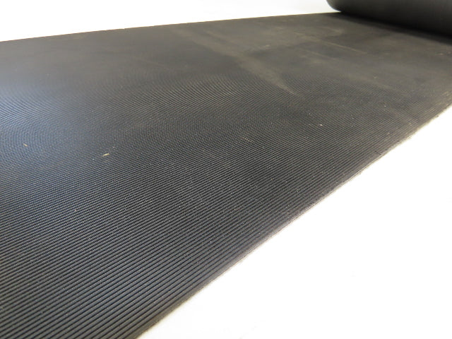 15.5"W x 100' Grooved Conveyor Belt 2-Ply Black Ribbed PVC Rubber Grip Top 100Ft