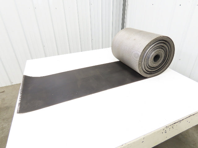 15.5"W x 100' Grooved Conveyor Belt 2-Ply Black Ribbed PVC Rubber Grip Top 100Ft