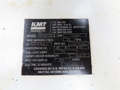 KMT 60 Streamline Pro2 Waterjet Cutting Intensifier Pump 60Hp 90000 PSI 480V 3PH