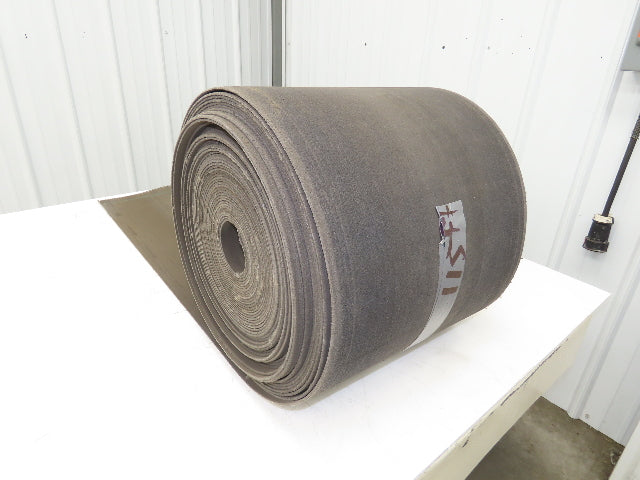 16"W x 115' Soft Top Fabric Conveyor Belt 1-Ply Gray Reversible 1/8"Thick