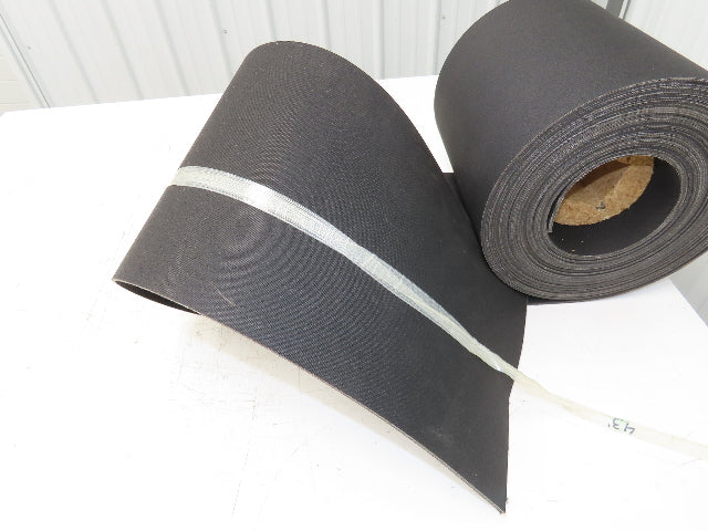 12"W x 43' Nylon Fabric Top Rubber Conveyor Belt 3-Ply Black 9/64"Thick