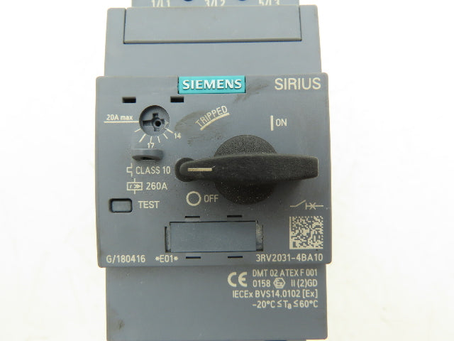 Siemens 3RV2031-4BA10 Circuit Breaker 14-20 Amp 20Hp 600VAC 3Ph