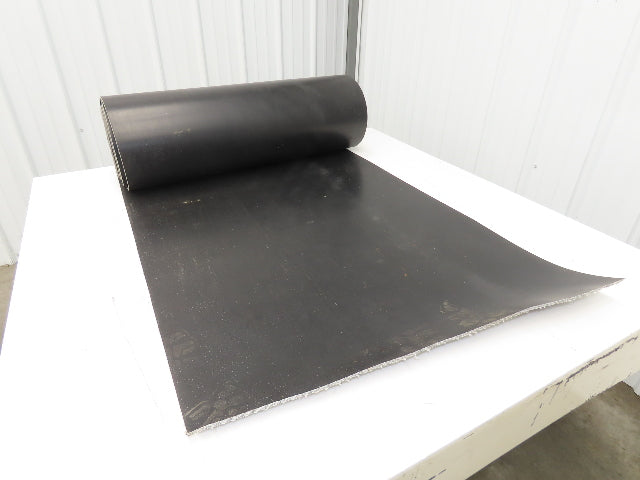 30"W x 32' Rubber Conveyor Belt 4-Ply Black 9/64"Thick Reversible