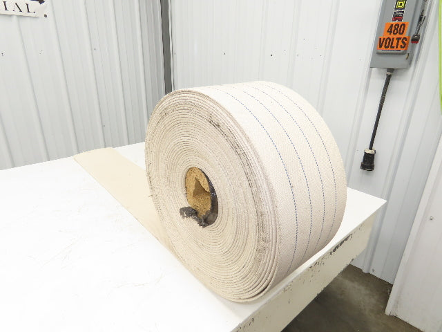 8"Wide x 96' Woven Cotton Fabric Conveyor Belt White 4-Ply 3/16"Thick