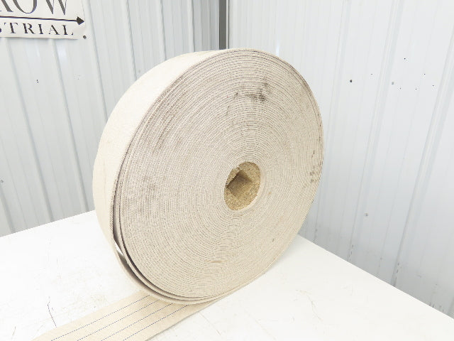 6-1/8"W x 175' Woven Cotton Fabric Conveyor Belt White 4-Ply 3/16"Thick 155mm W