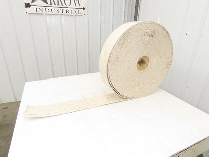 6-1/8"W x 175' Woven Cotton Fabric Conveyor Belt White 4-Ply 3/16"Thick 155mm W