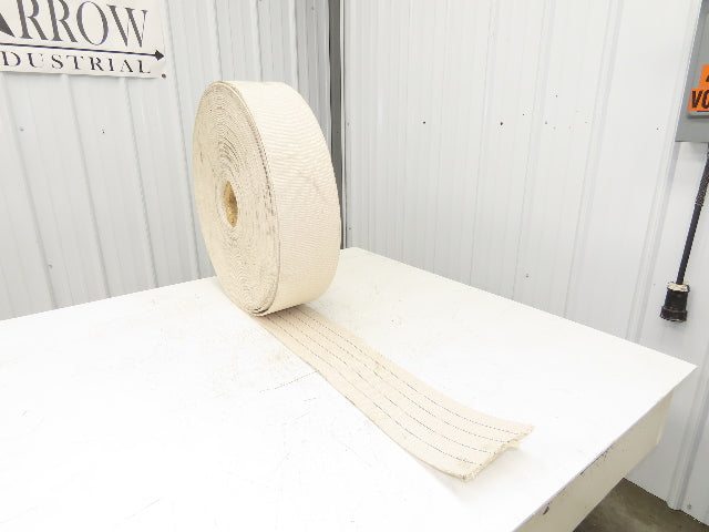 6-1/8"W x 175' Woven Cotton Fabric Conveyor Belt White 4-Ply 3/16"Thick 155mm W