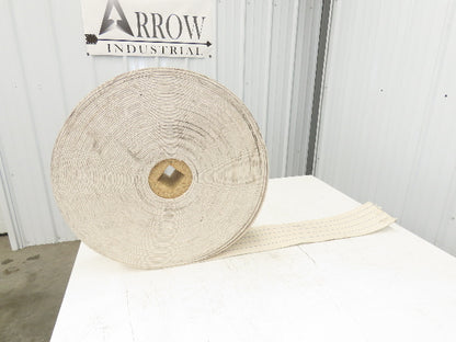 6-1/8"W x 175' Woven Cotton Fabric Conveyor Belt White 4-Ply 3/16"Thick 155mm W