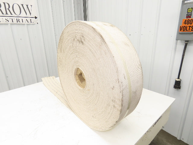 6-1/8"W x 175' Woven Cotton Fabric Conveyor Belt White 4-Ply 3/16"Thick 155mm W