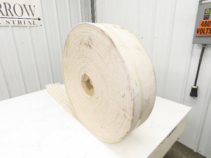 6-1/8"W x 175' Woven Cotton Fabric Conveyor Belt White 4-Ply 3/16"Thick 155mm W