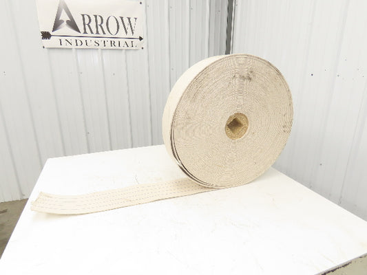 6-1/8"W x 175' Woven Cotton Fabric Conveyor Belt White 4-Ply 3/16"Thick 155mm W