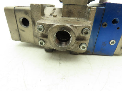 Ross Controls 3573A5142 Pneumatic Double Valve L-G Monitor 120V Solenoid 3/4"NPT