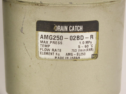 SMC AMG250-02BD-R Micro Mist Separator Drain Catch Assembly 1/4" NPT 145 psi