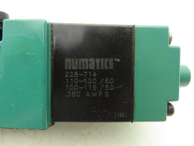 Numatics 554SA400K000030 Pneumatic Solenoid Valve 150psi 120V 5/2-pos